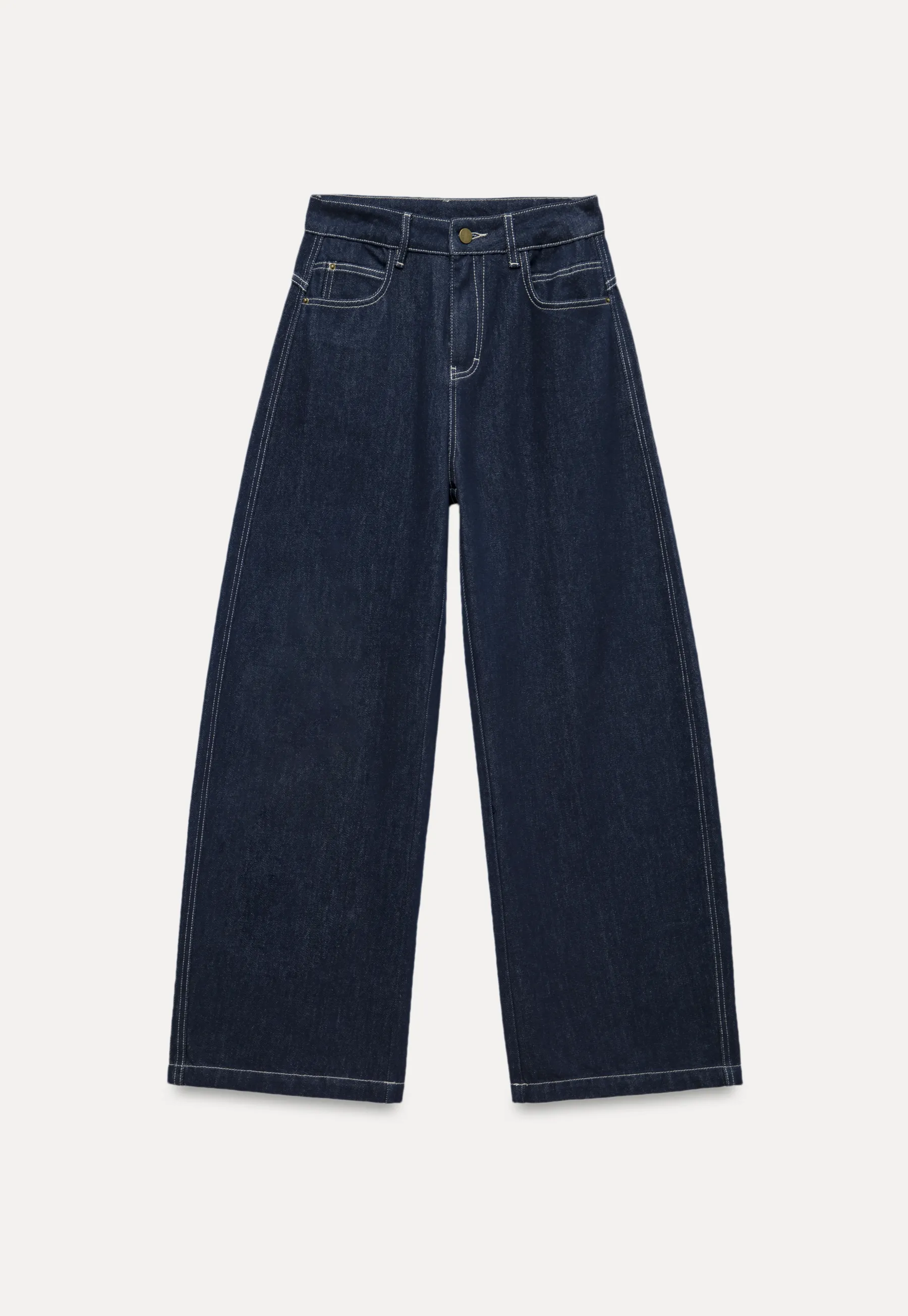 High-Waisted Wide Leg Denim Pants
