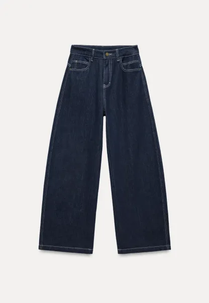 High-Waisted Wide Leg Denim Pants