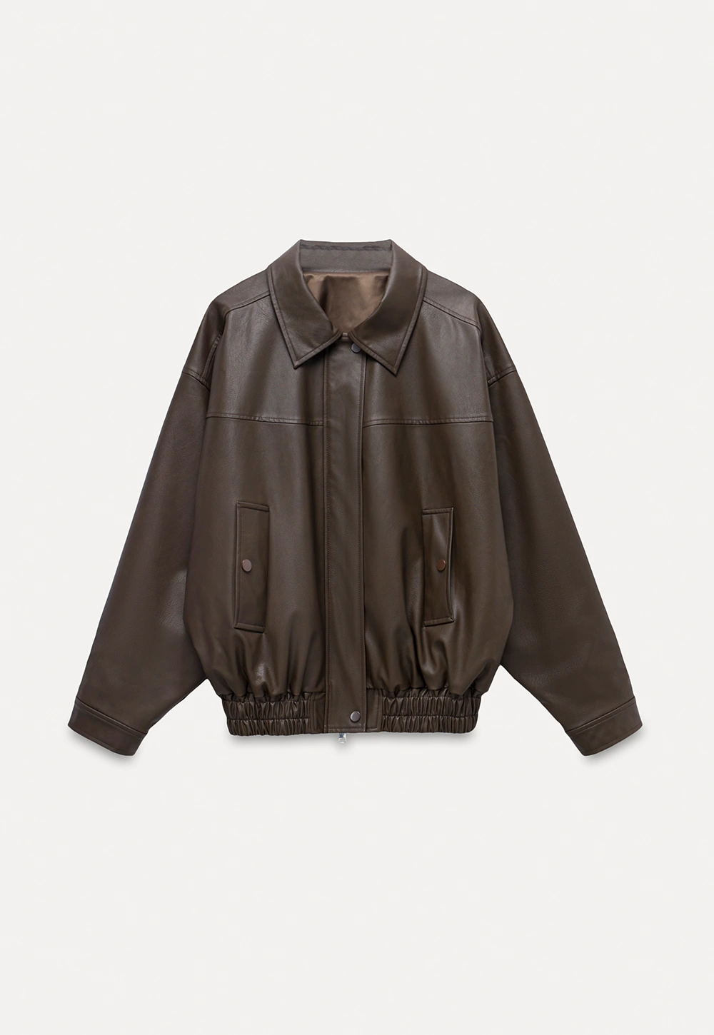 Women's Oversized Faux Leather Bomber Jacket