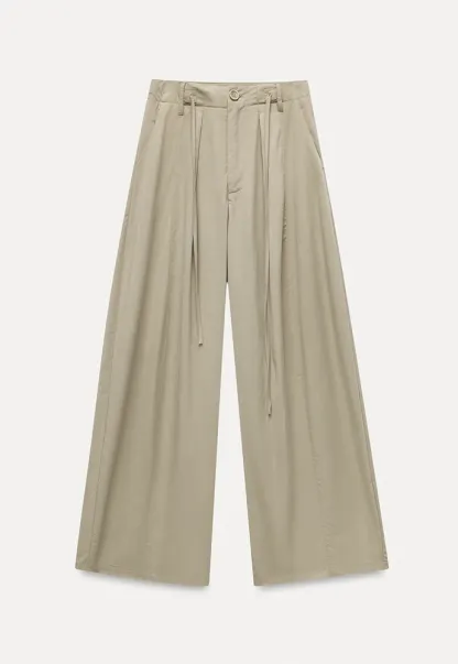 Tie-Waist Pleated Wide-Leg Pants
