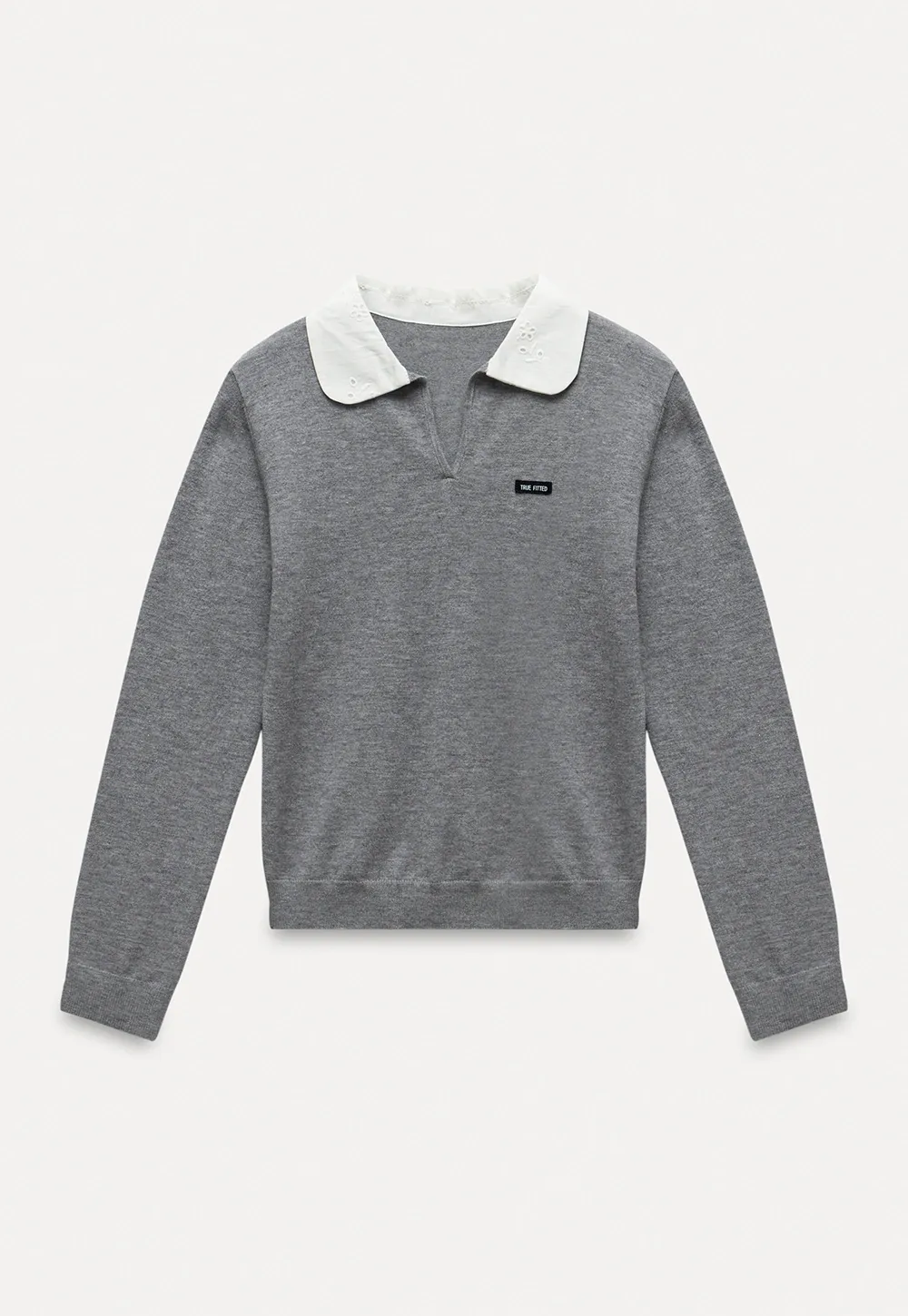 Women'sContrast Collar Long Sleeve Polo Top