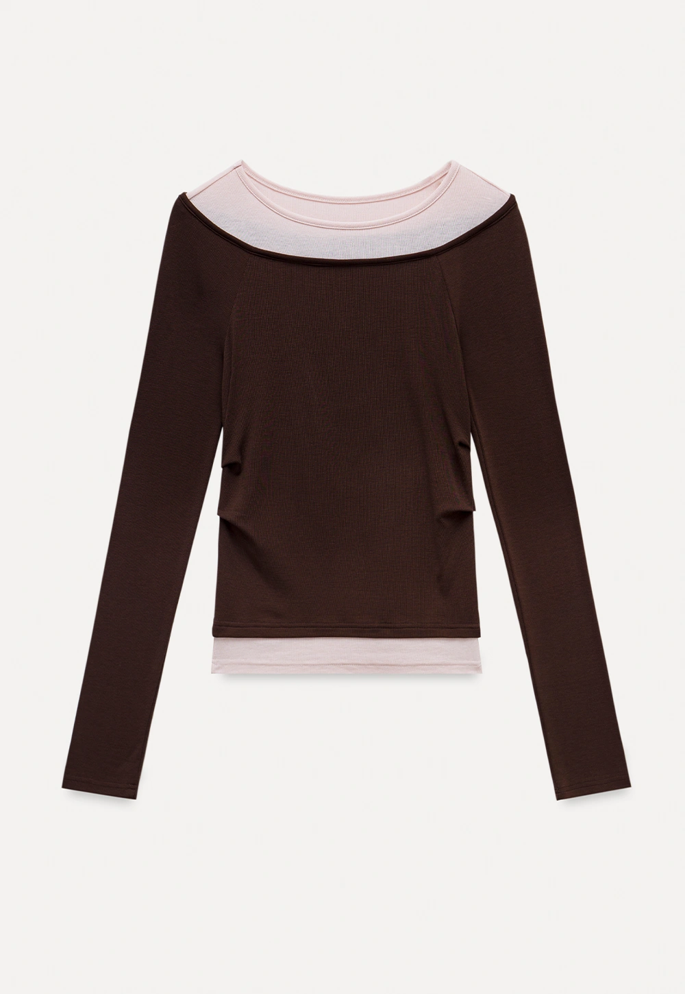 Women's Layered Boat Neck Long Sleeve Top