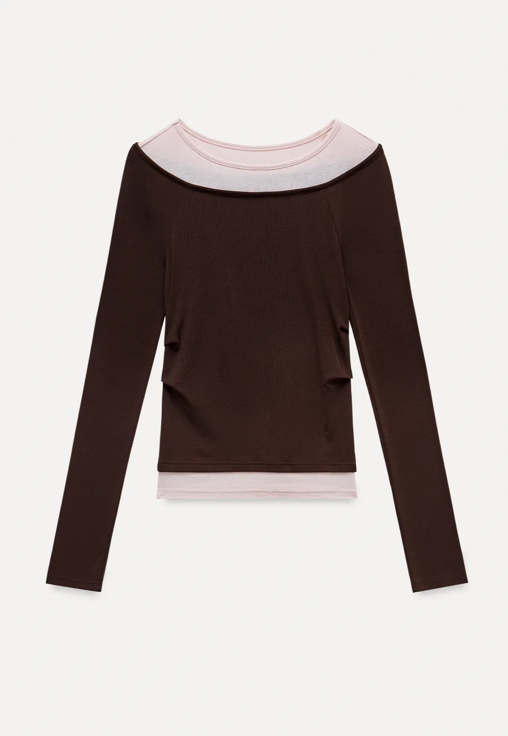 Women's Layered Boat Neck Long Sleeve Top