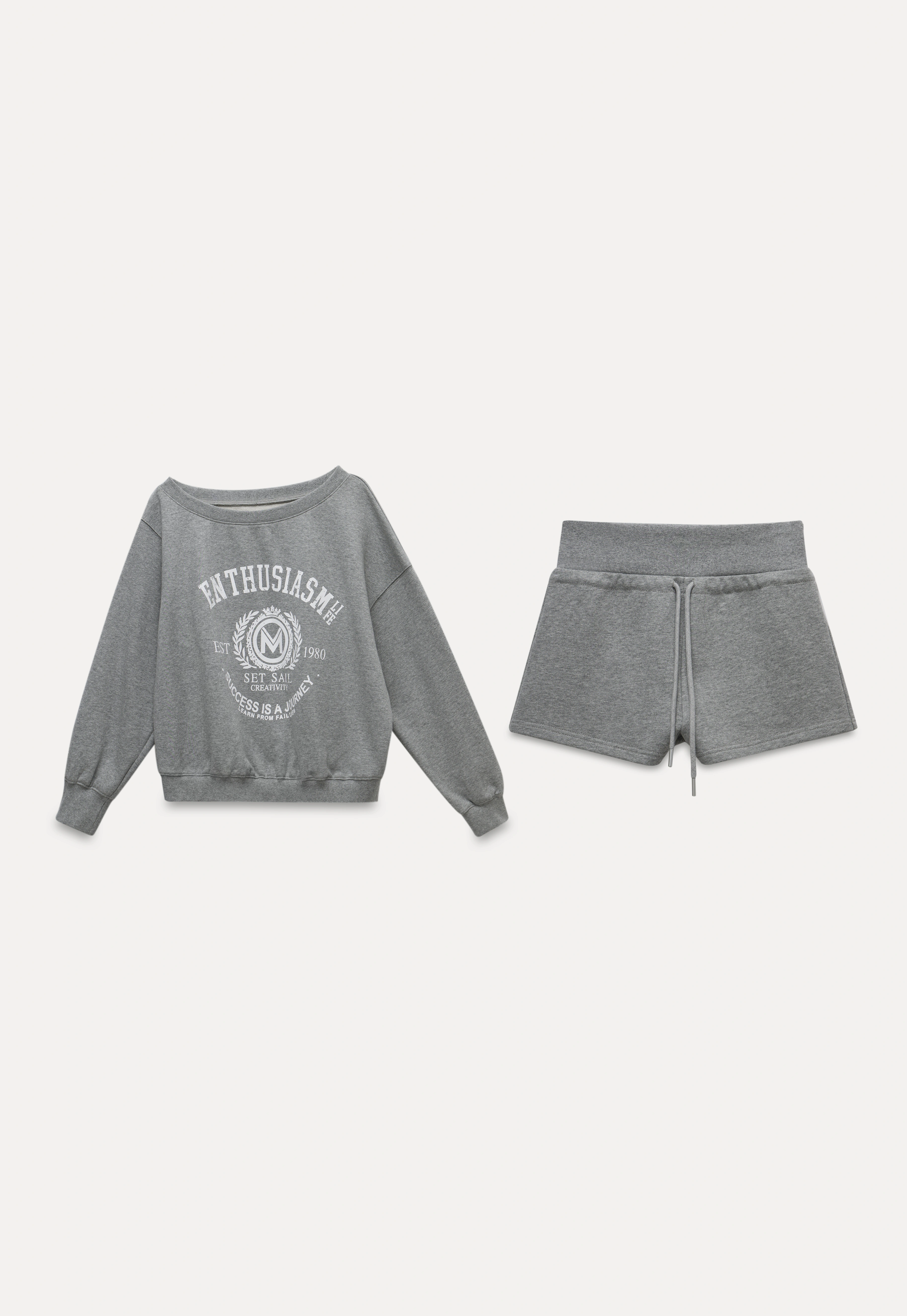 Womens Graphic Sweatshirt and Shorts Lounge Set
