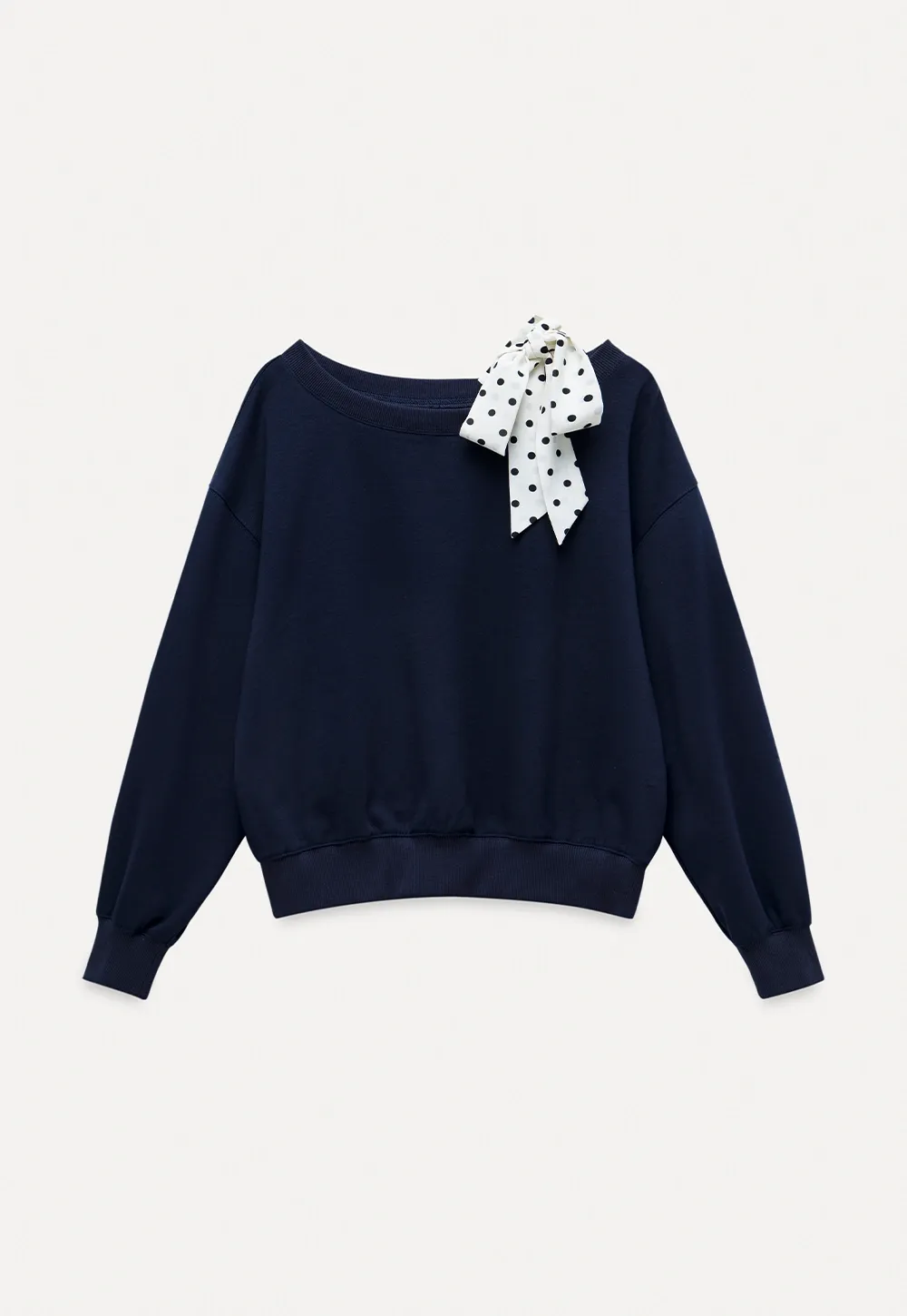 Womens Tie-Front Loose One-Shoulder Sweatshirt