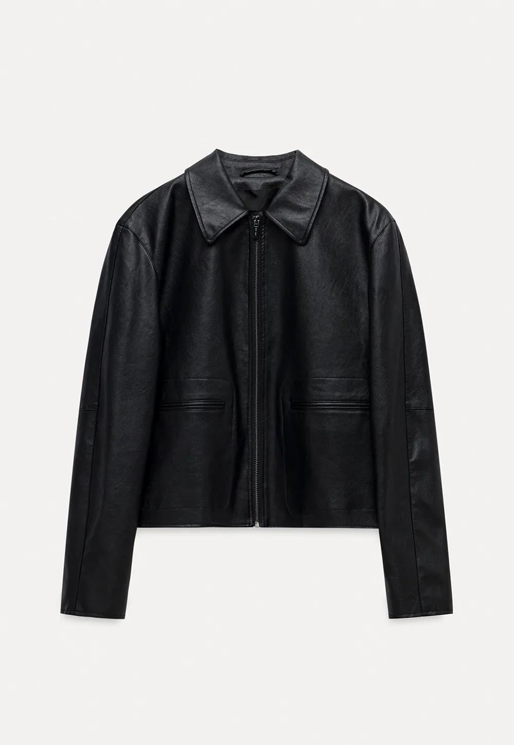 Women Faux Leather Zip-Up Jacket
