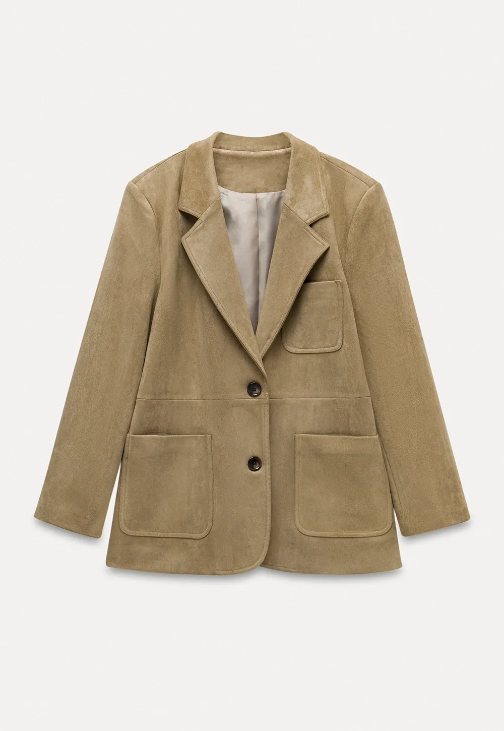 Faux Suede Blazer Jacket for Women with Pockets