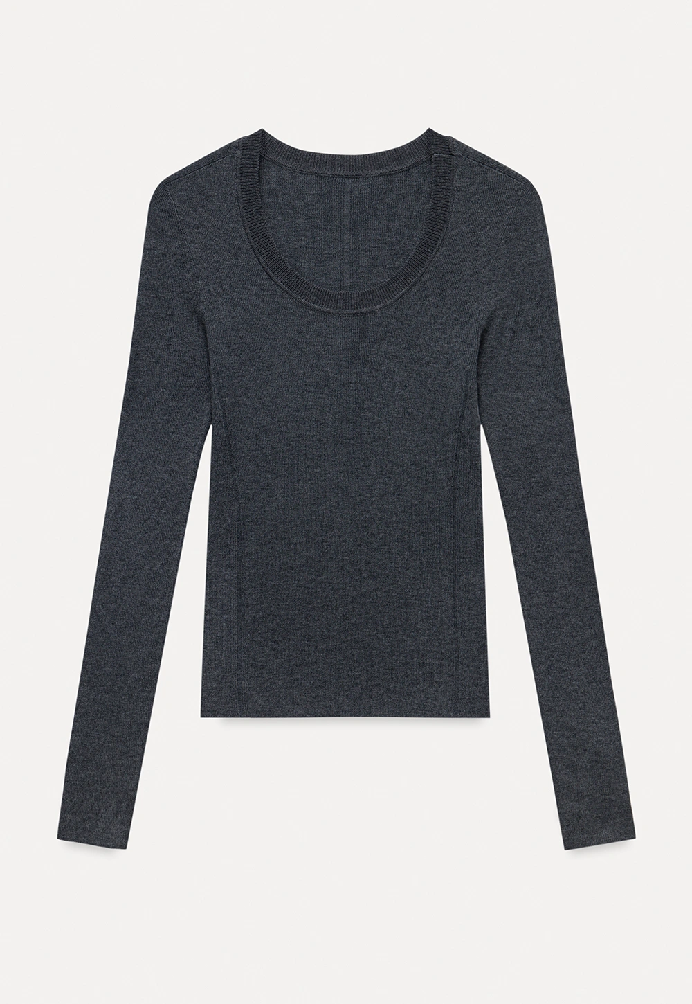 Women's Seamless U-Neck Long Sleeve Knit Top