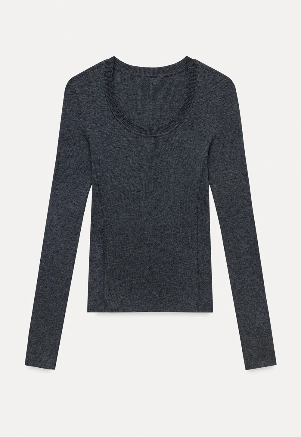 Women's Seamless U-Neck Long Sleeve Knit Top