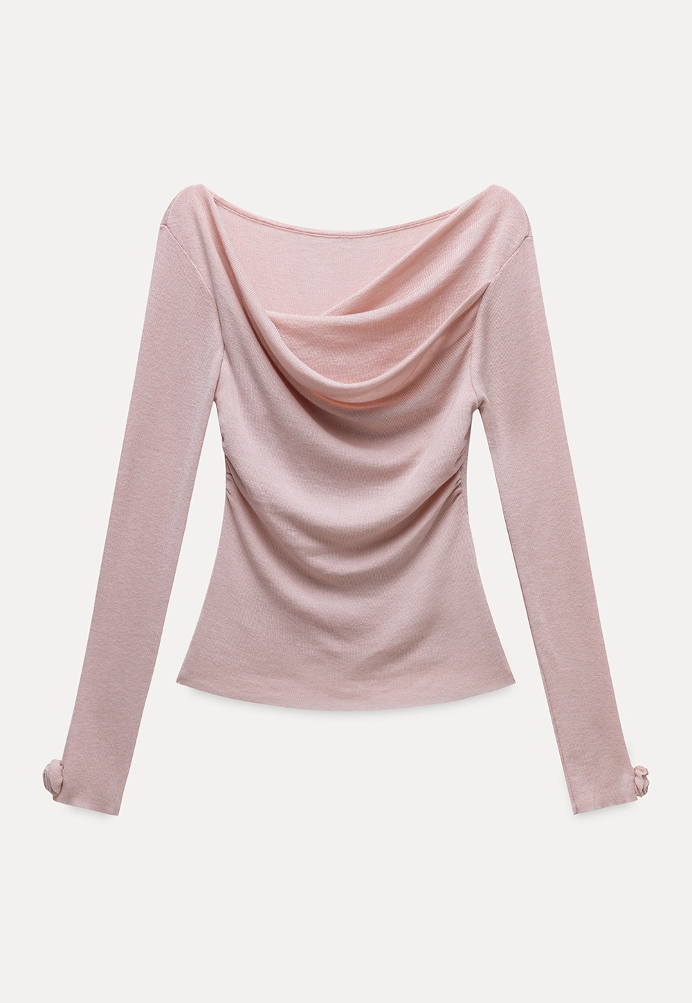 Womens Draped Cowl Neck Slim Fit Tops