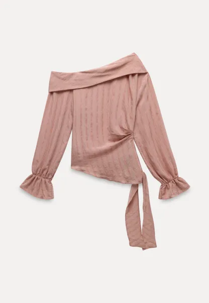 Womens Off Shoulder Tie Side Blouse