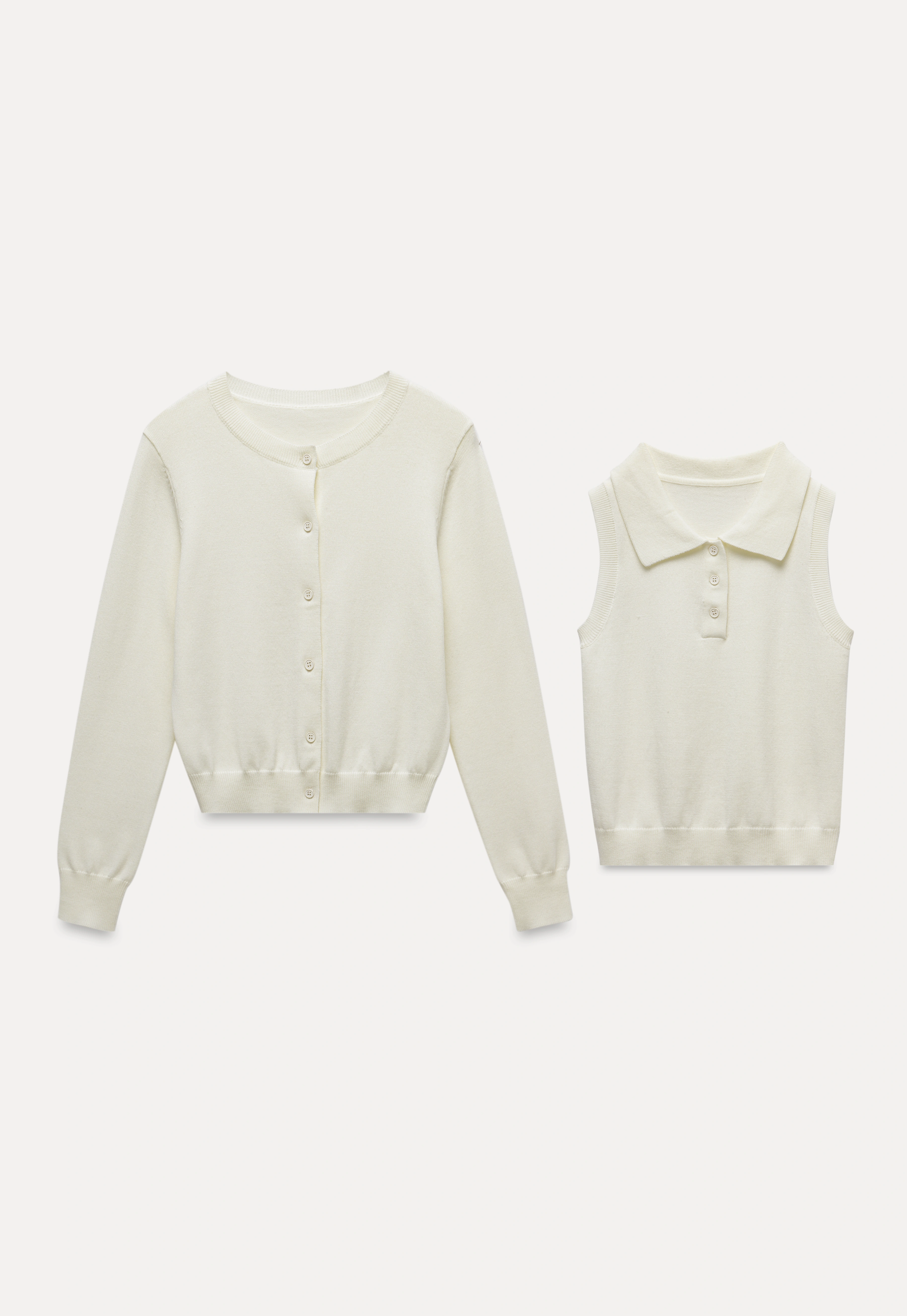 Womens Knit Cardigan Sweater Vest Set