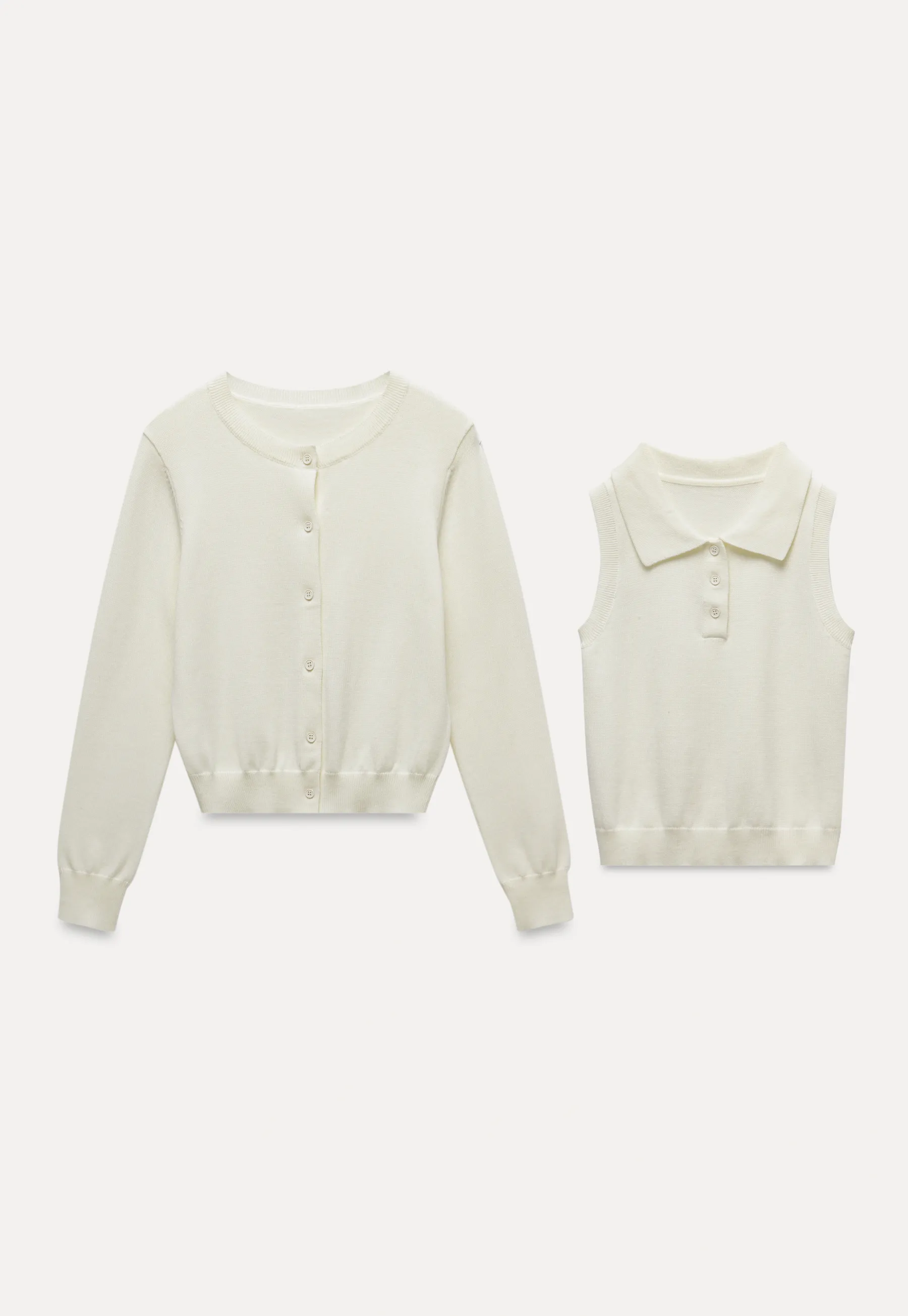 Womens Knit Cardigan Sweater Vest Set