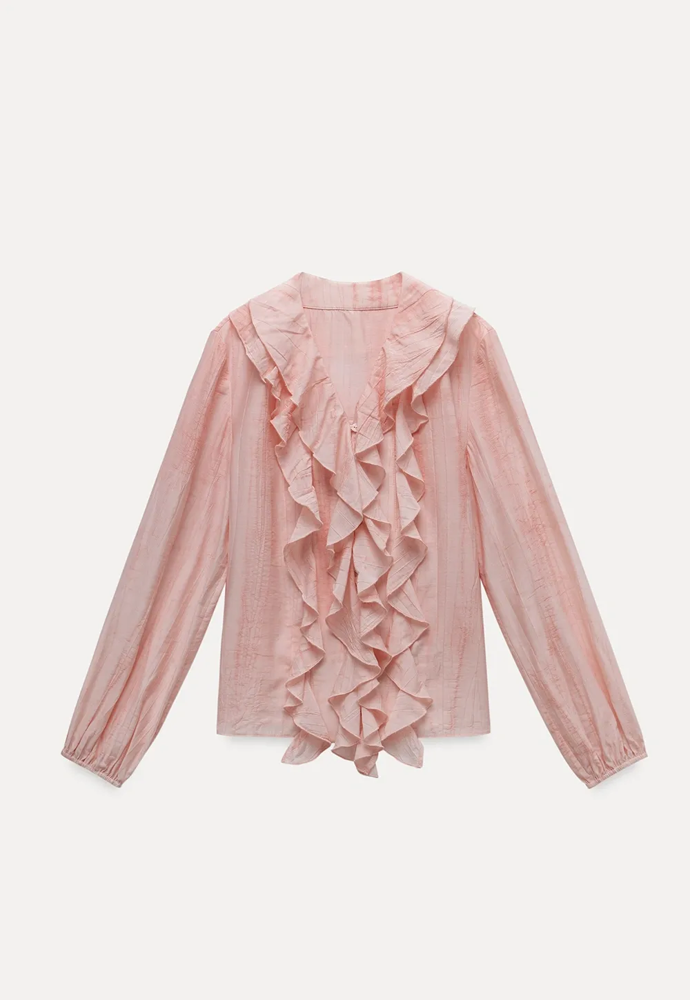 Womens Ruffle Chiffon Long Sleeve Blouse