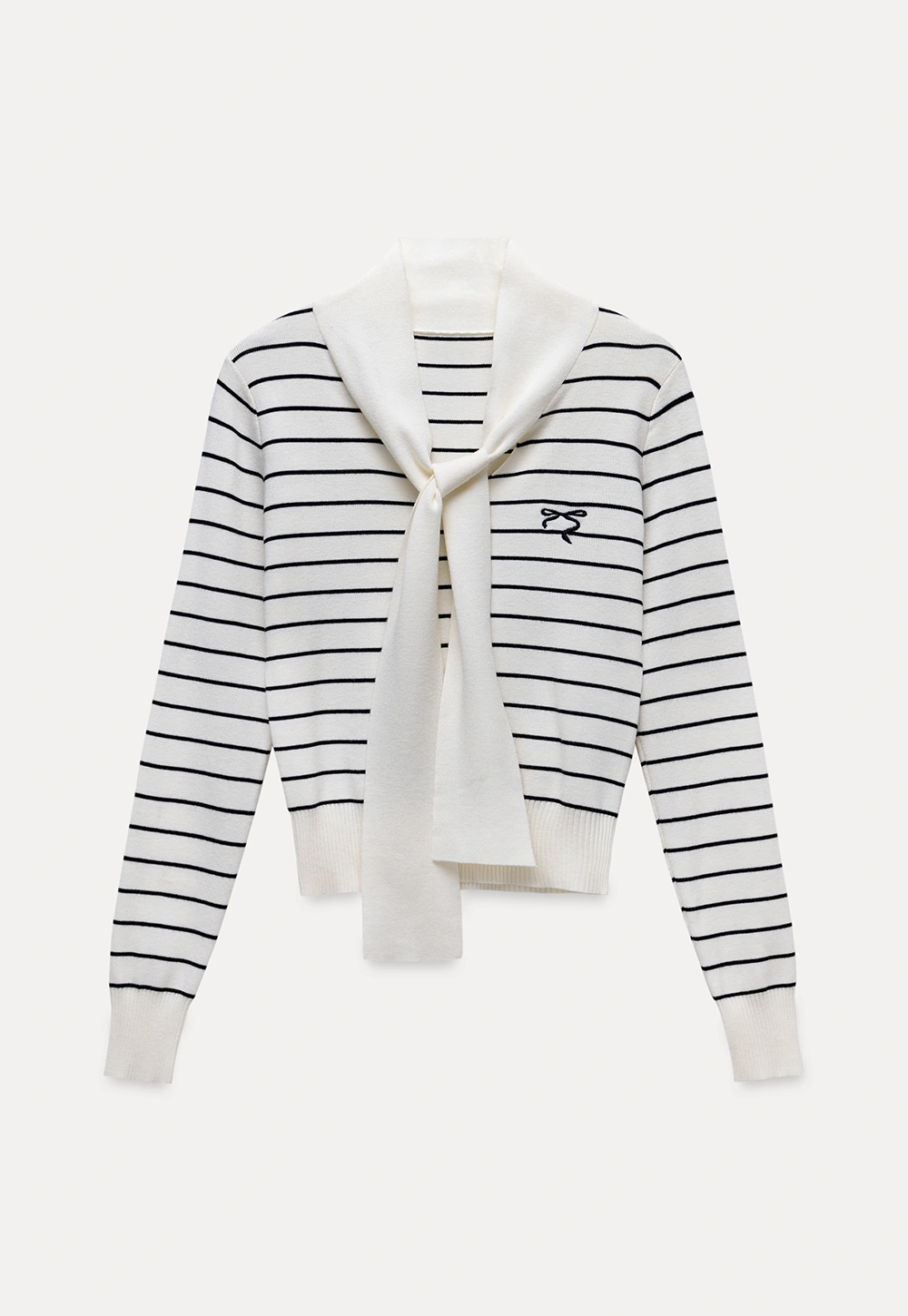Womens Casual Striped Bow Knot Sweater