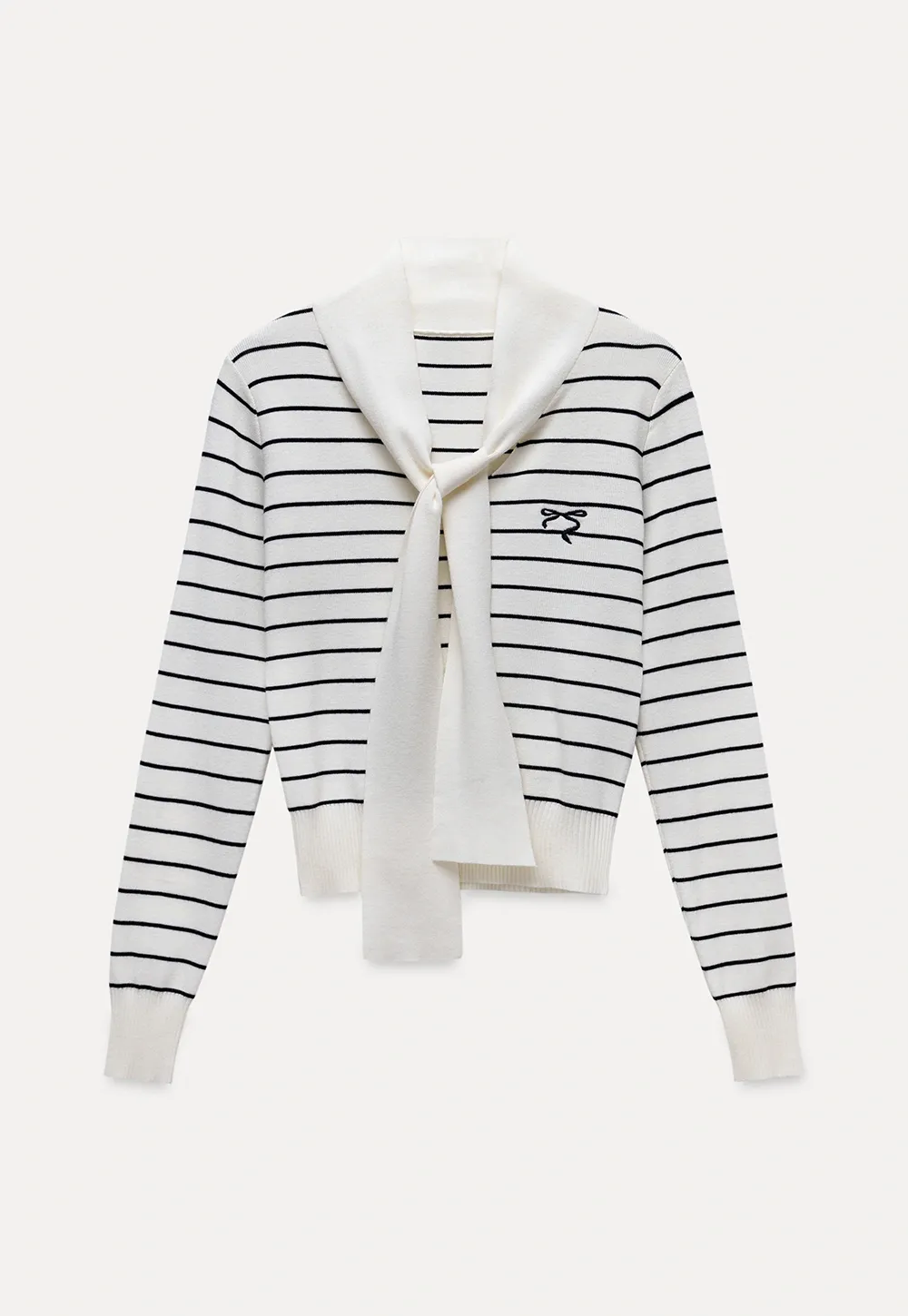Womens Casual Striped Bow Knot Sweater