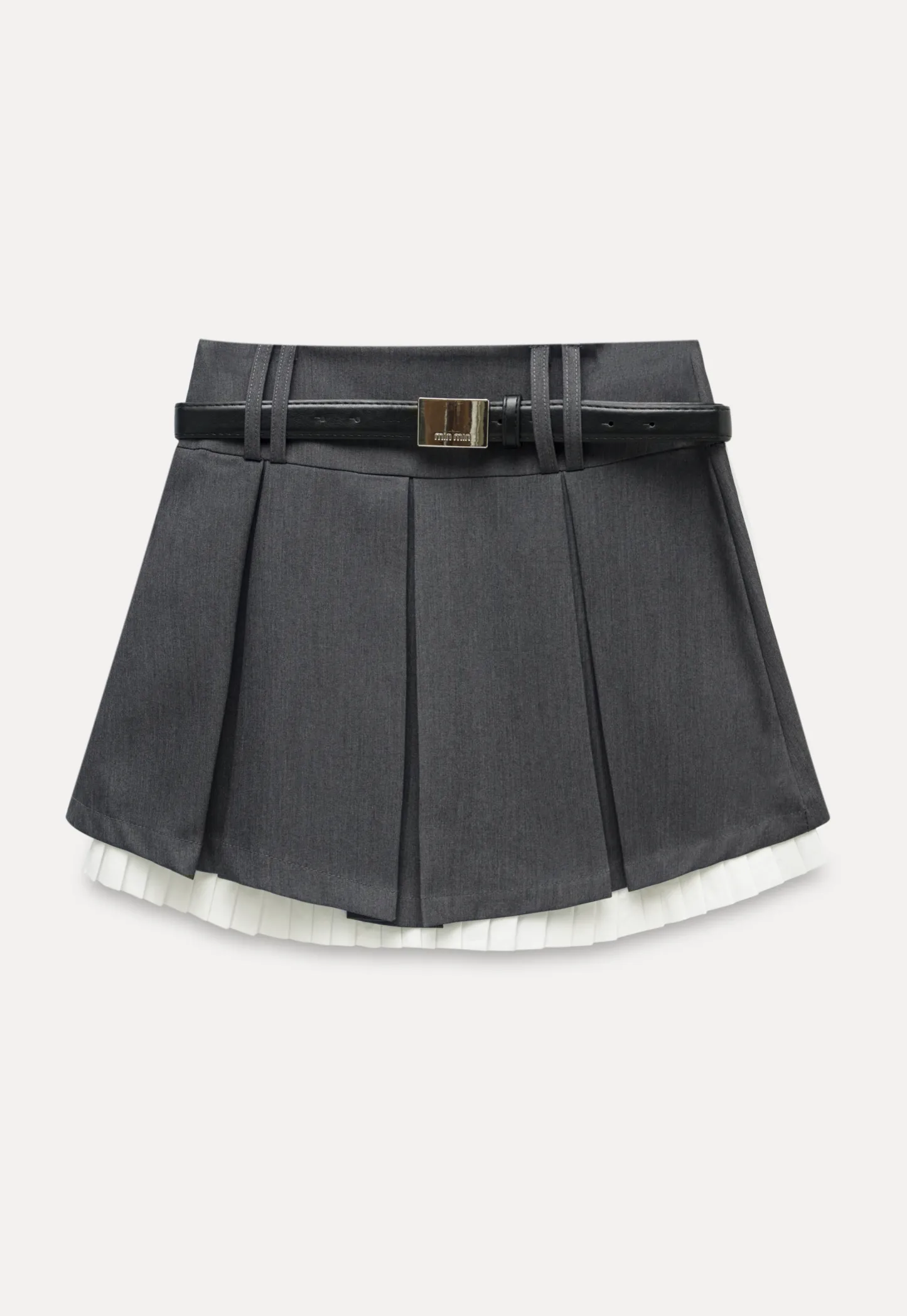 Pleated Layered Skirt Shorts with Belt