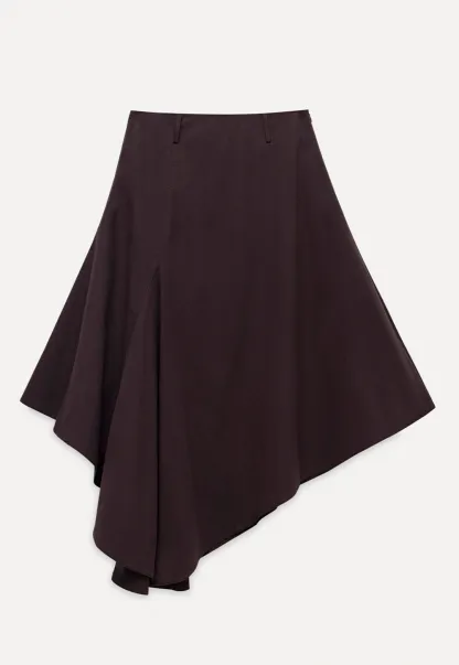 Womens High Waist Asymmetrical Midi Skirt