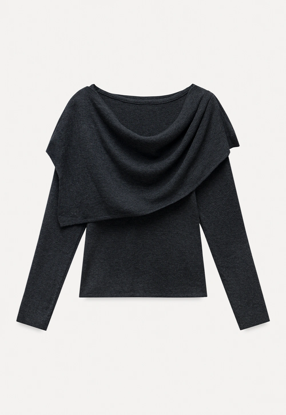 Womens Draped Cowl Neck Knit Top