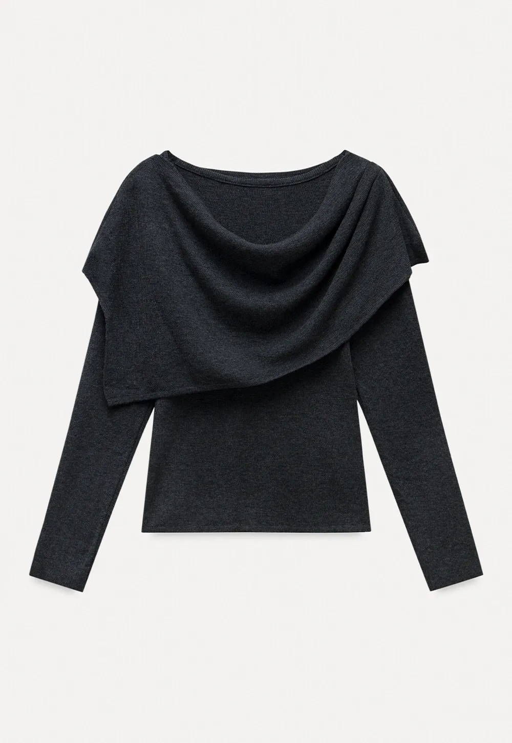 Womens Draped Cowl Neck Knit Top