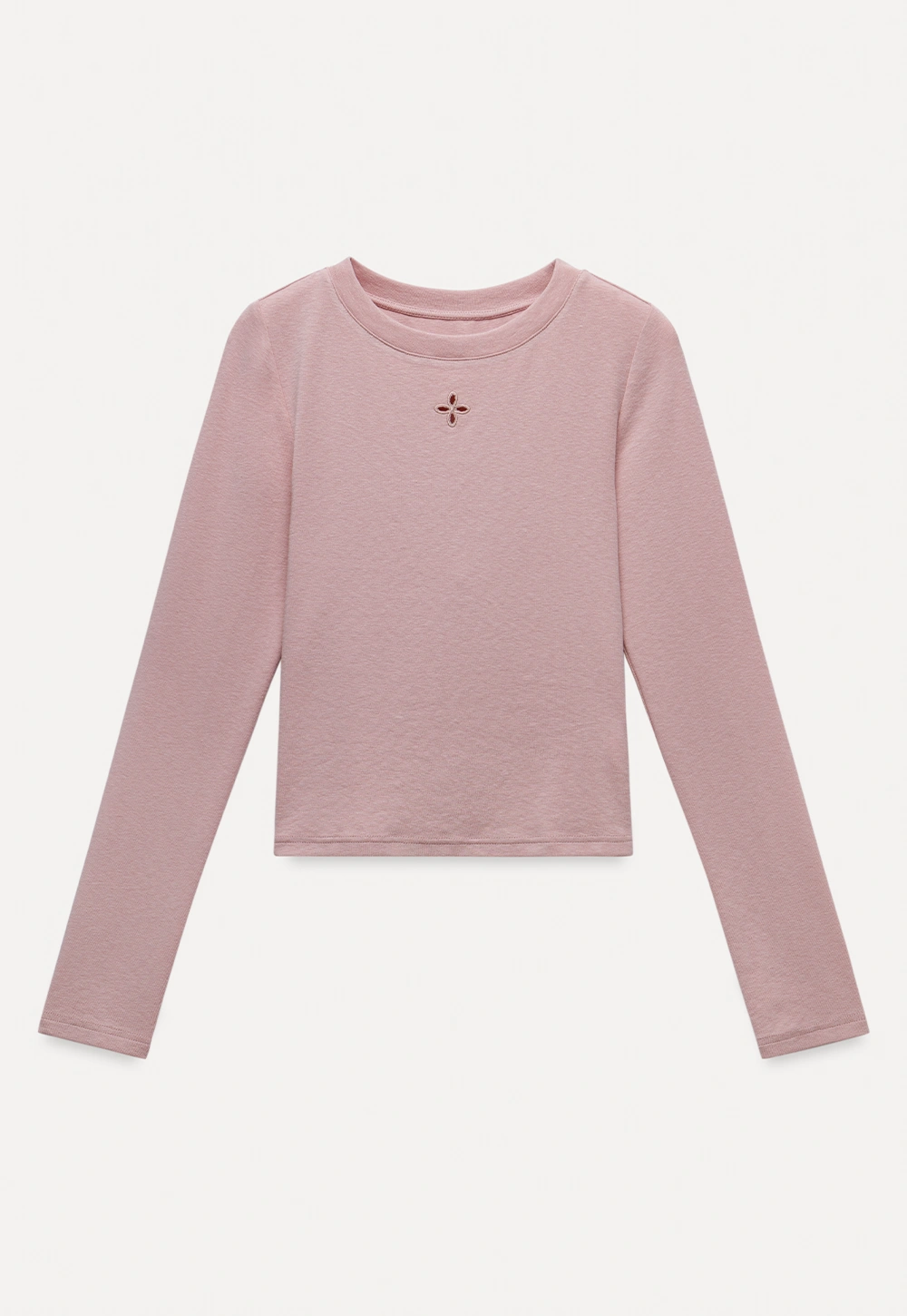 Womens Pink Fitted Long Sleeve Tee