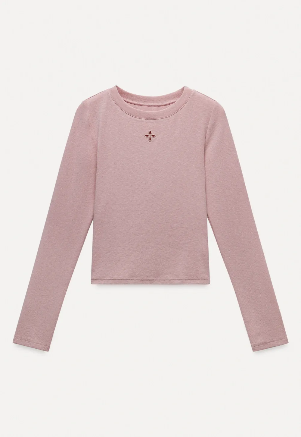 Womens Pink Fitted Long Sleeve Tee