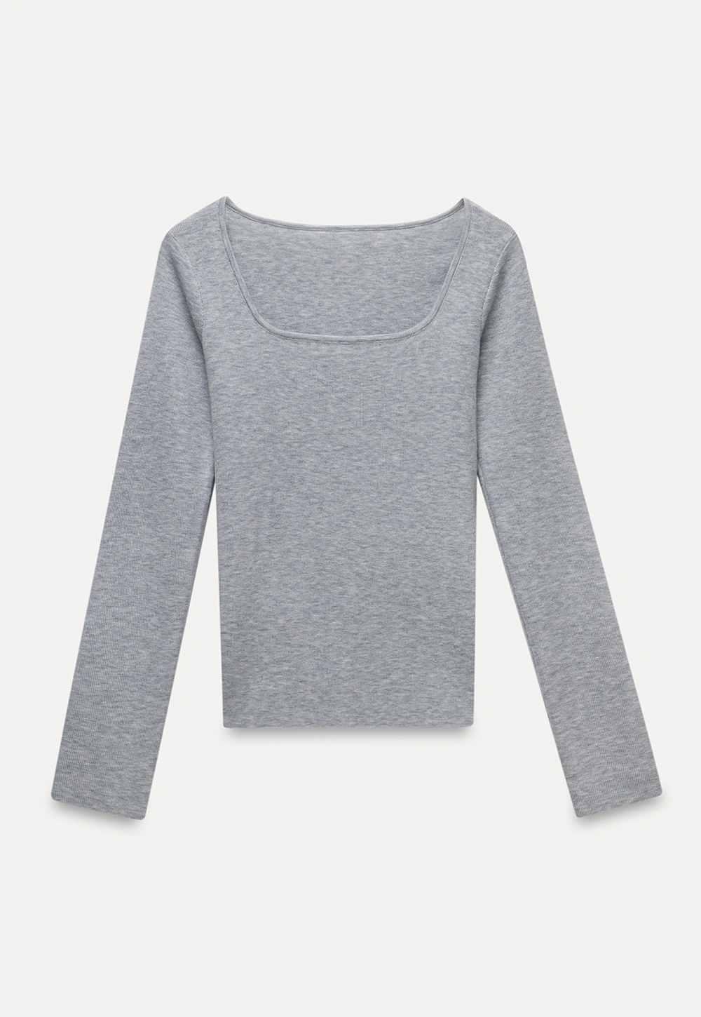 Womens Square Neck Long Sleeve Knit Top