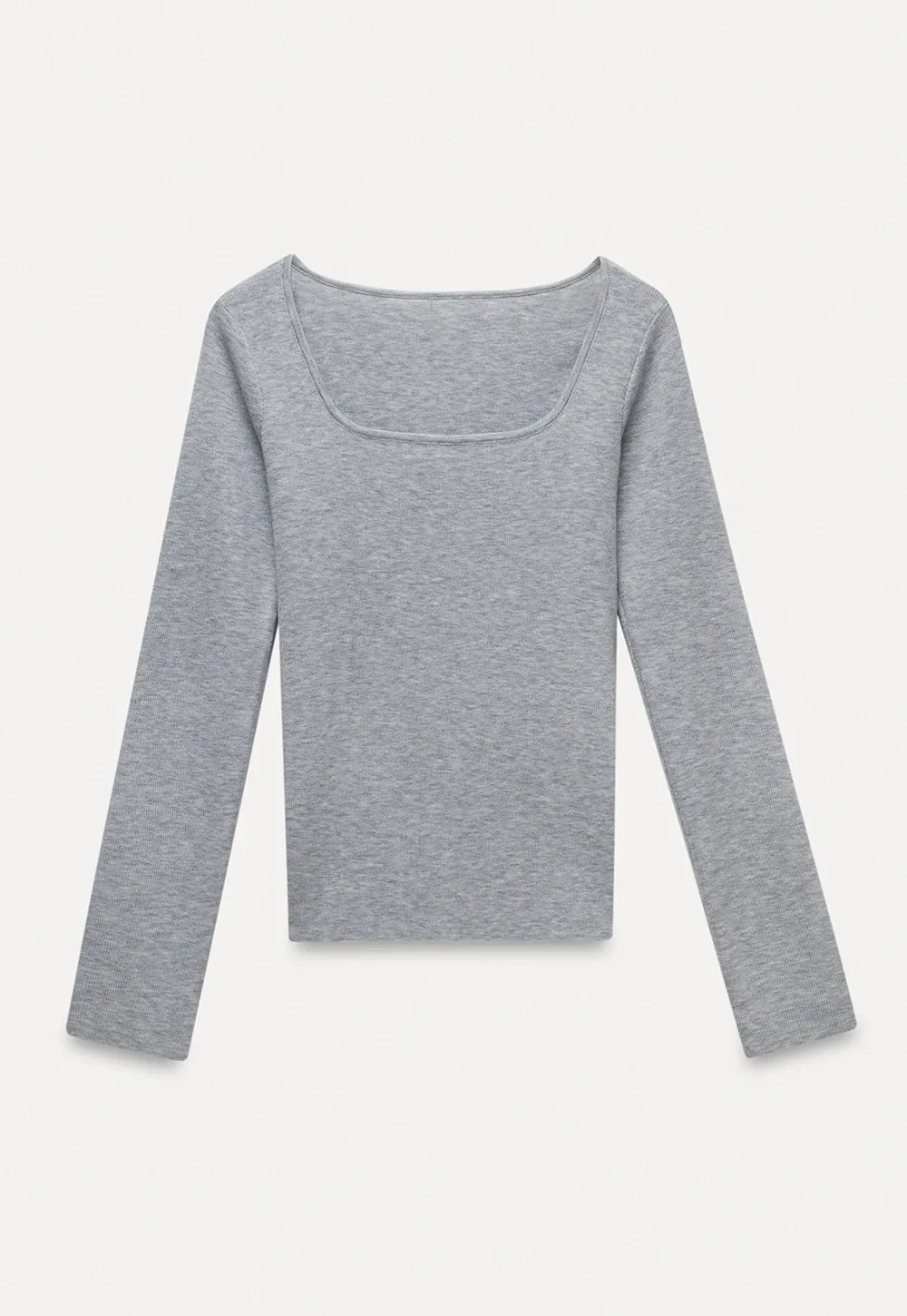 Womens Square Neck Long Sleeve Knit Top