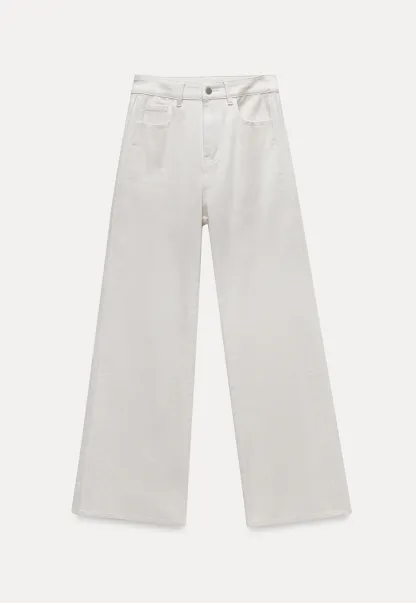 Women’s White High Waist Straight Leg Pants