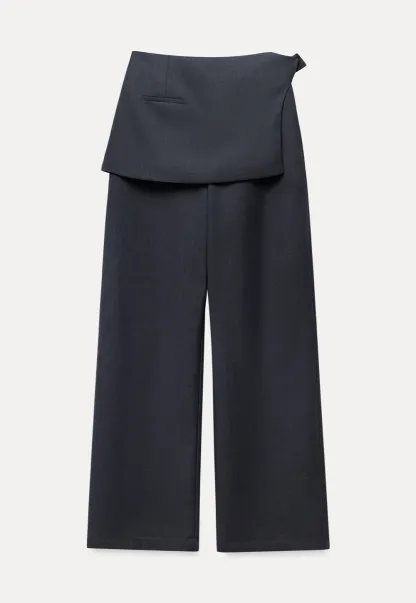Womens Wide Leg Pants with Skirt Overlay