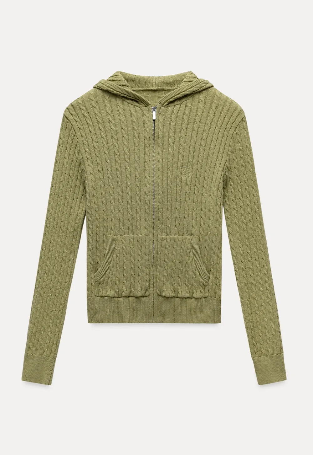 Womens Cable Knit Zip Up Hoodie Cardigan