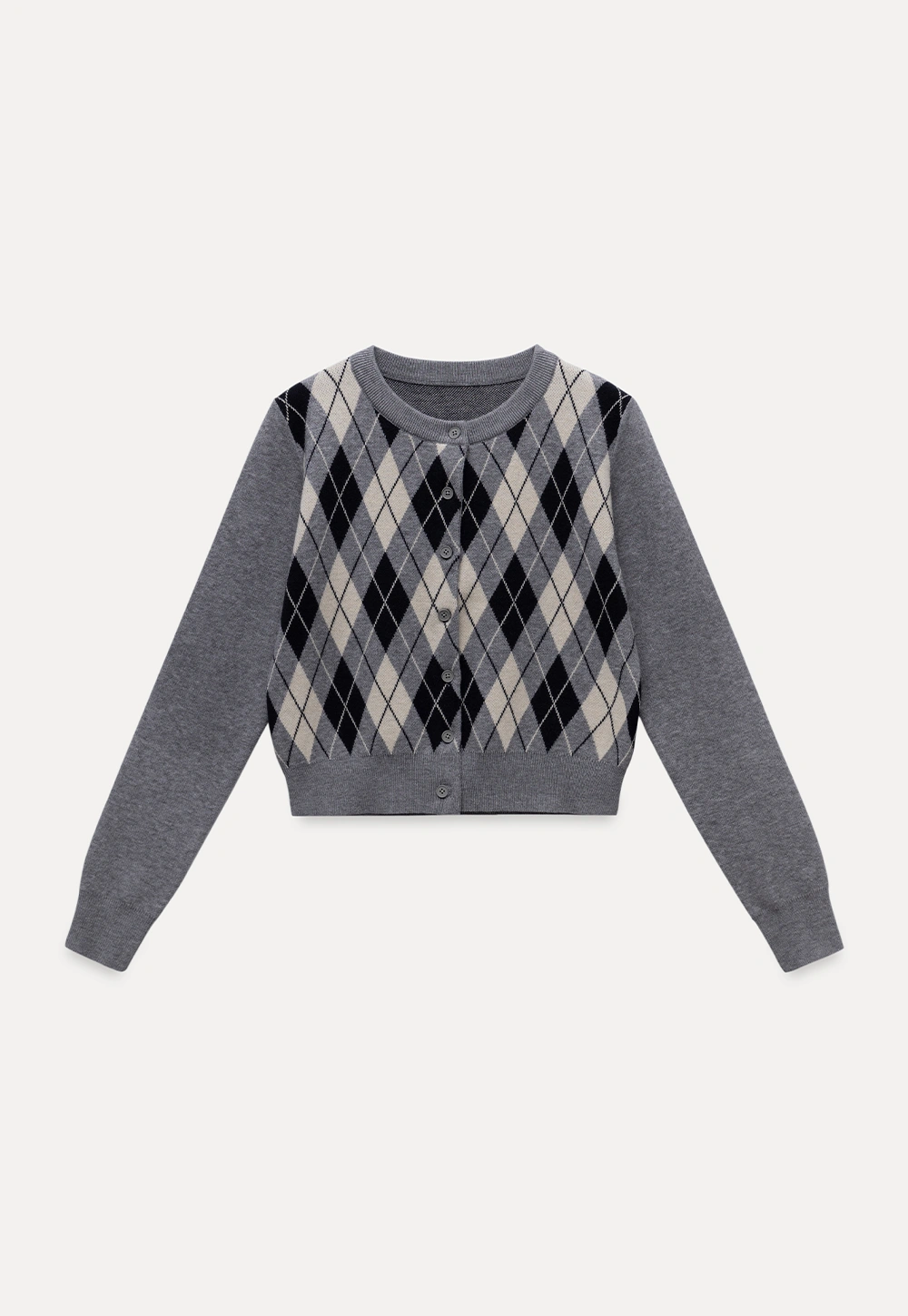 Womens Argyle Knit Button Down Cardigan Sweater