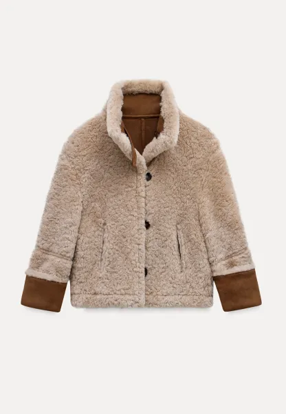 Dual-Wear Suede Patchwork Coat with Soft Teddy Fleece Lining