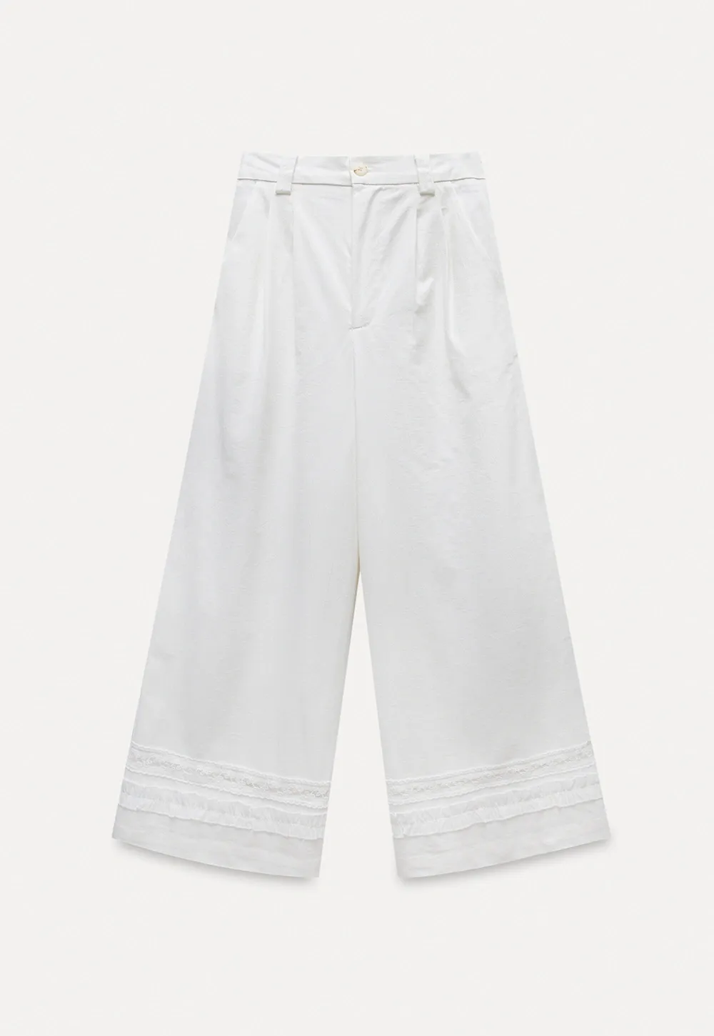 Wide Leg Lace Trim Pants