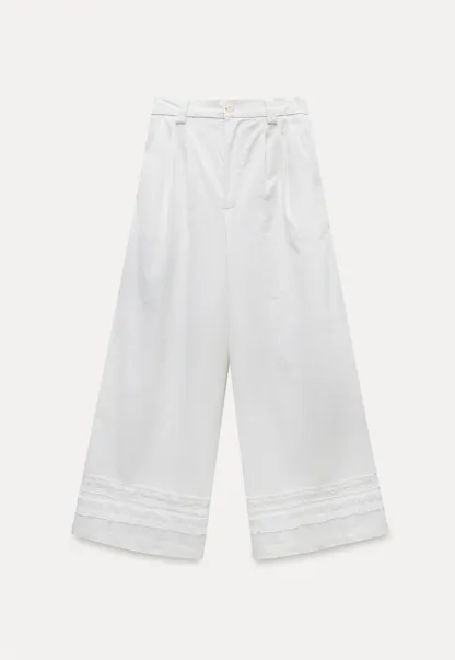 Wide Leg Lace Trim Pants