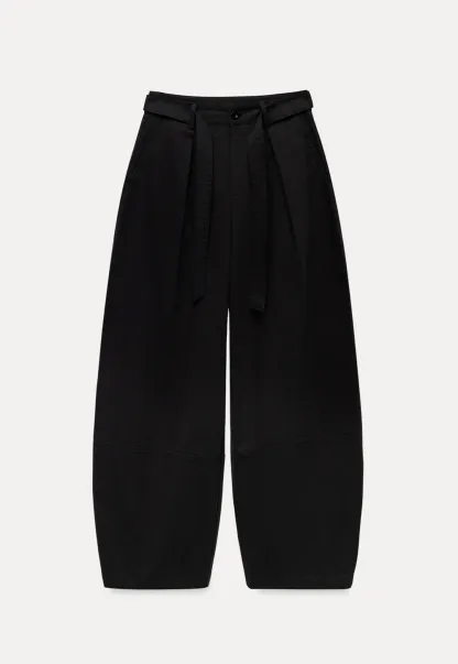 Womens High-Waist Wide-Leg Pants with Belt Detail