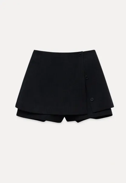 Layered Skort with Button Detail