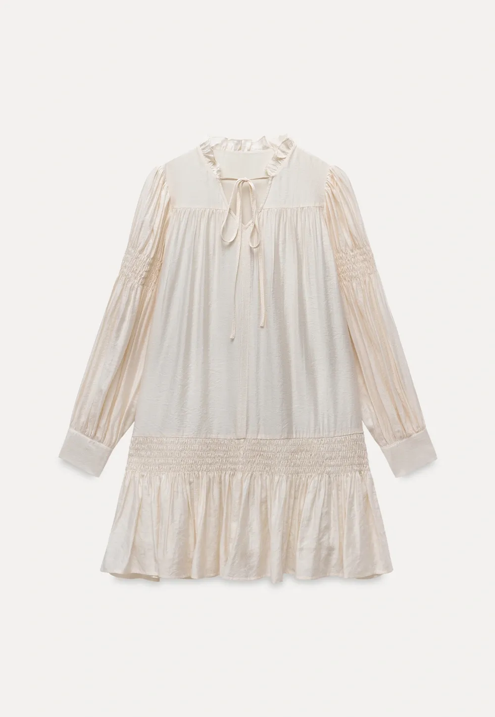 Vintage Loose Fit Ruffle Hem Mini Dress