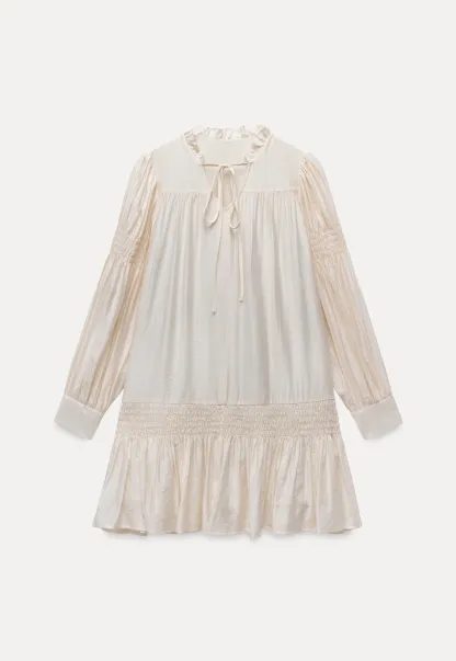 Vintage Loose Fit Ruffle Hem Mini Dress