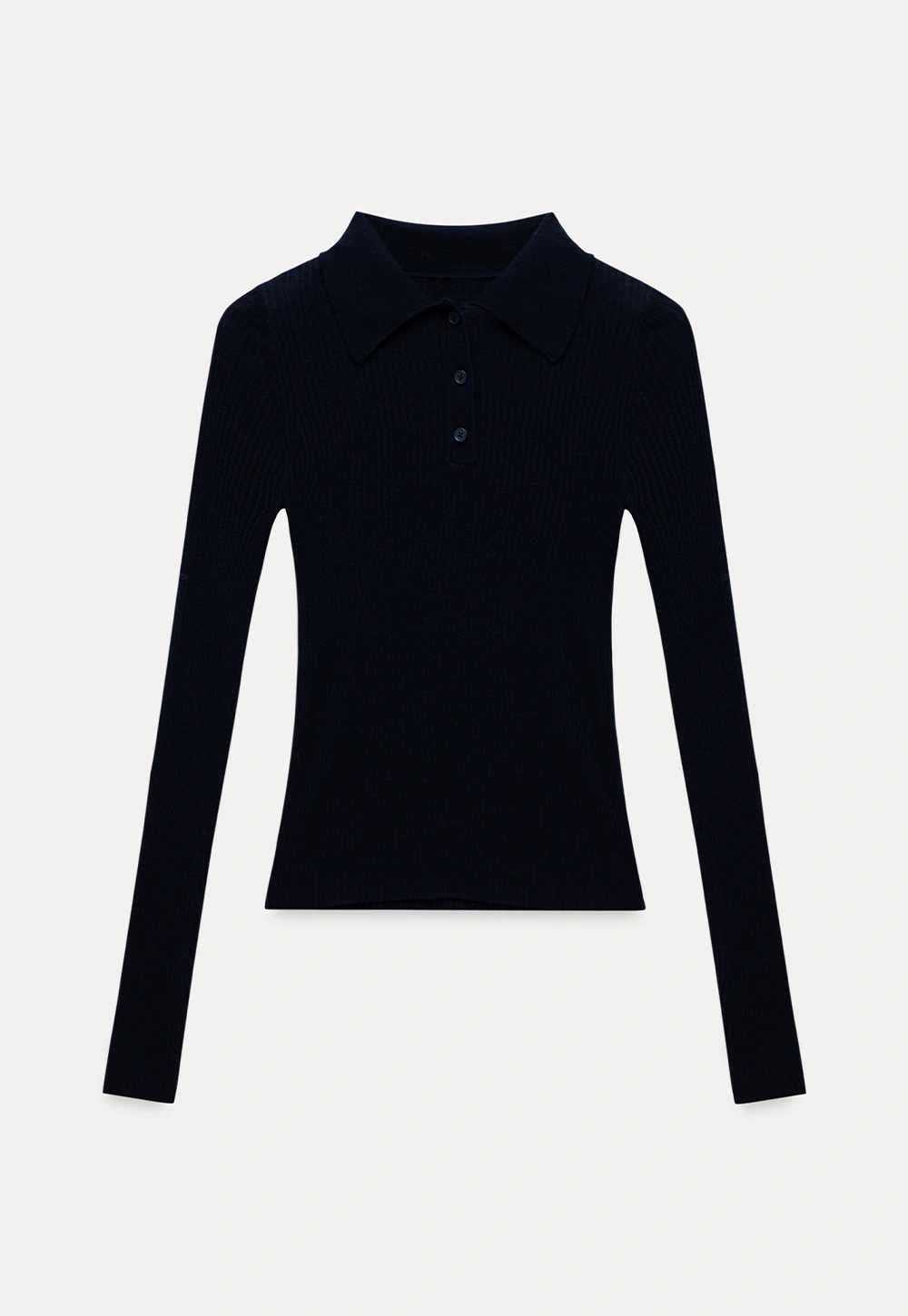 Ribbed Knit Collared Pullover Top