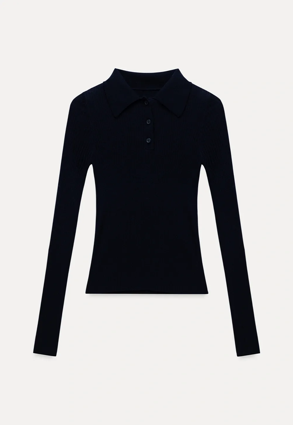 Ribbed Knit Collared Pullover Top