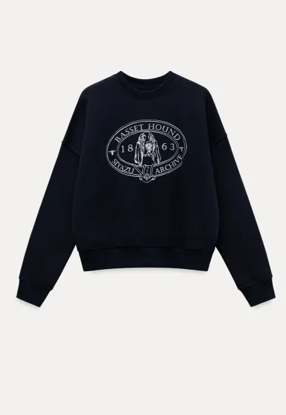 Dog Graphic Print Oversized Crew Neck Sweatshirt