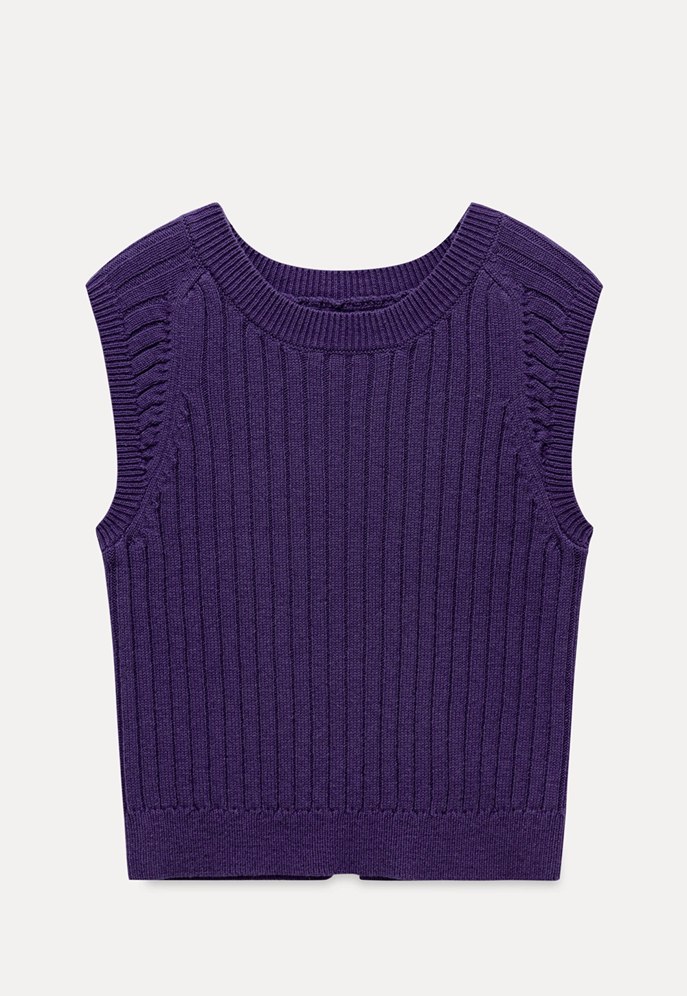 Womens Solid Color Ribbed Sweater Vest