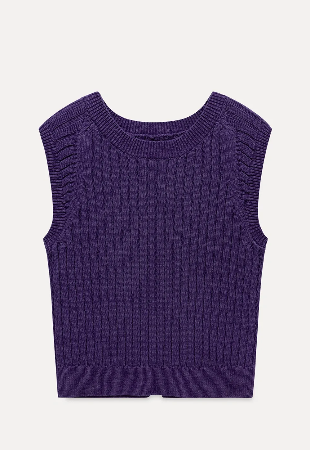 Womens Solid Color Ribbed Sweater Vest