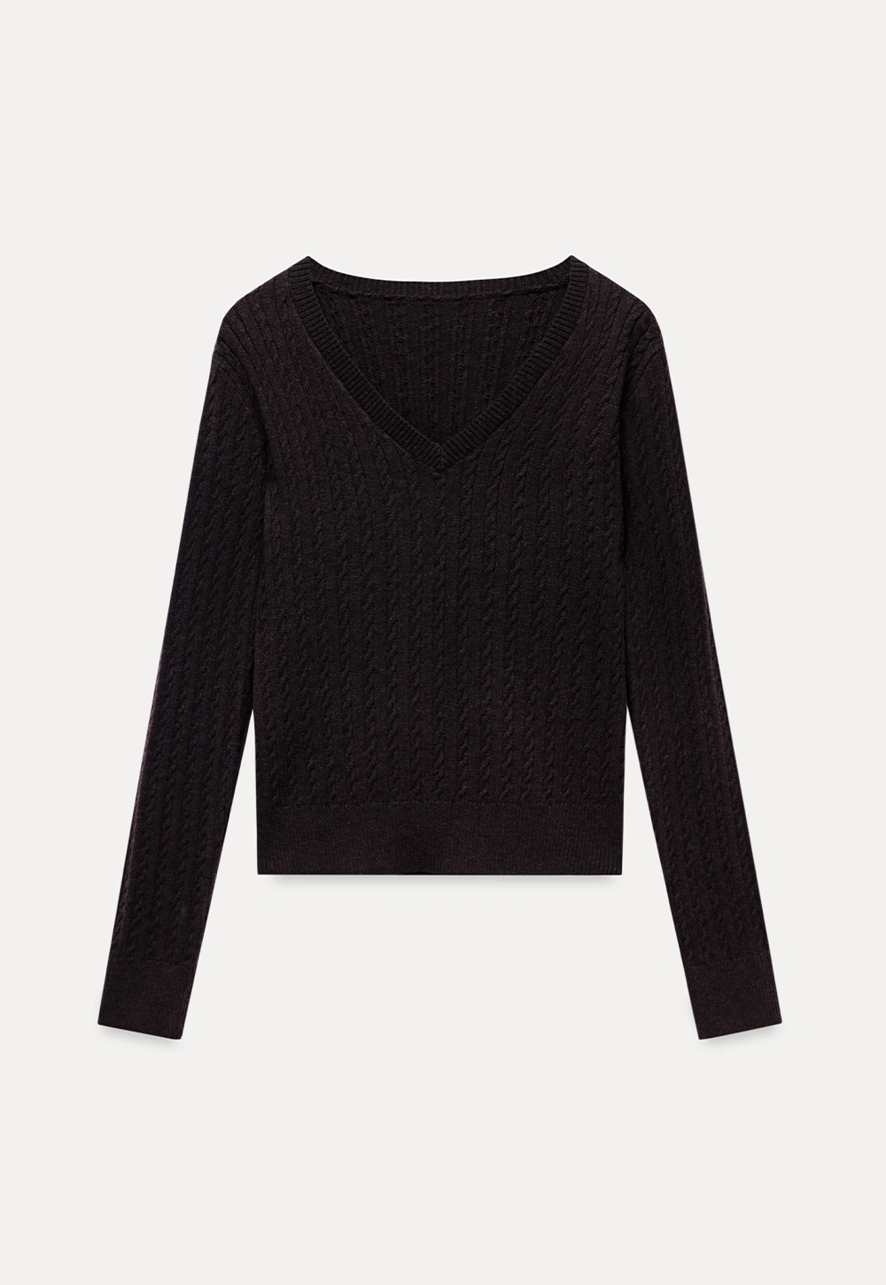 Womens V-Neck Cable Knit Sweater