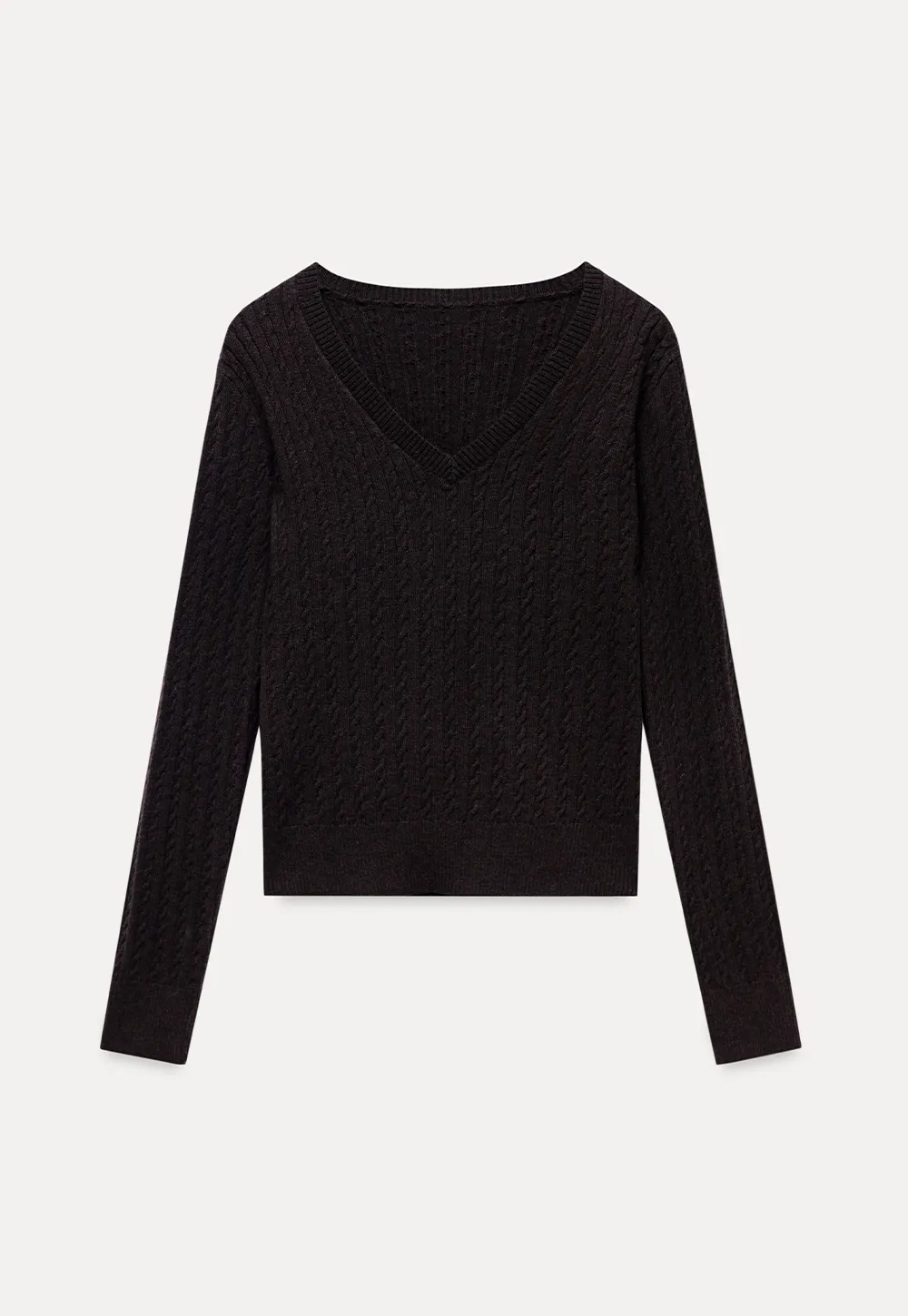 Womens V-Neck Cable Knit Sweater