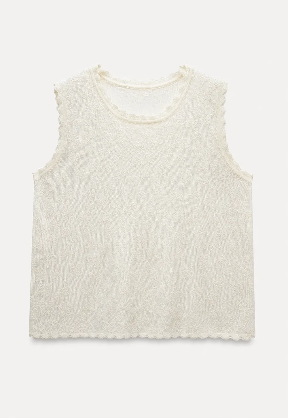Women’s Sleeveless Lace Top with Scalloped Trim