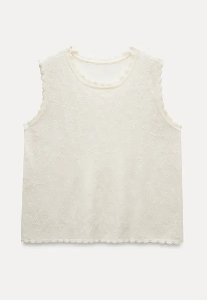 Women’s Sleeveless Lace Top with Scalloped Trim