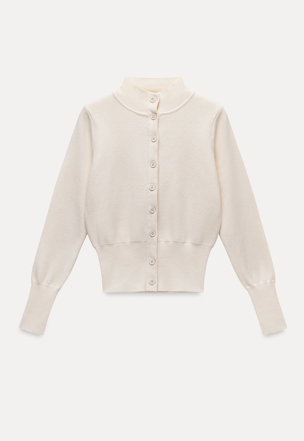 Mock Neck Button Up Knit Cardigan