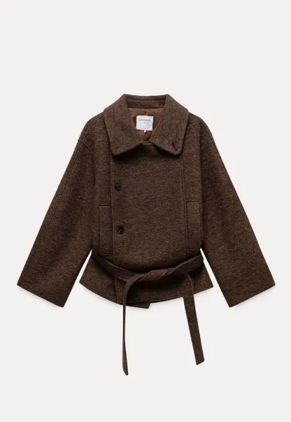 Womens Casual Wool Blend Short Coat